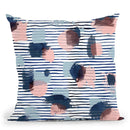 Watercolor Stains Stripes Navy Throw Pillow By Ninola Design