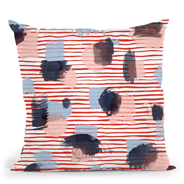Watercolor Stains Stripes Red Throw Pillow By Ninola Design