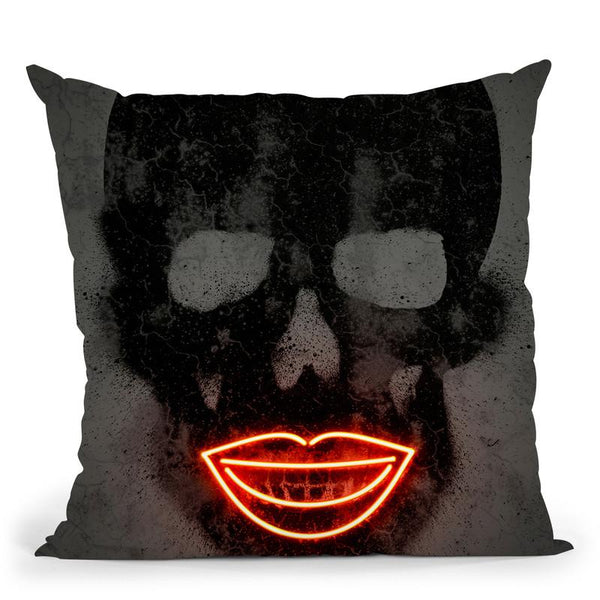 Skull Octavian Mielu (Neons) Throw Pillow By Octavian Mielu