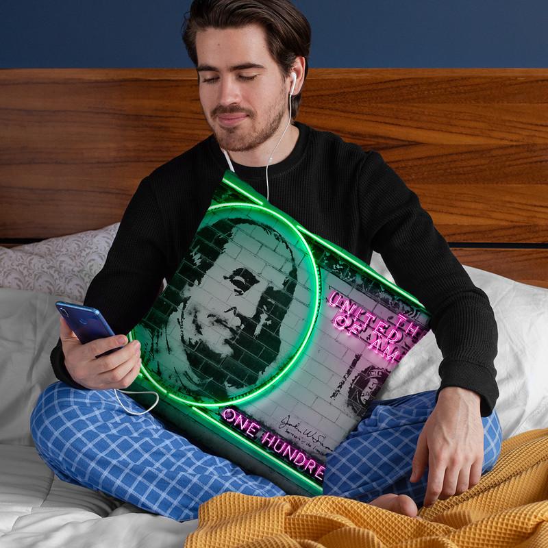 100 Dollars Throw Pillow By Octavian Mielu