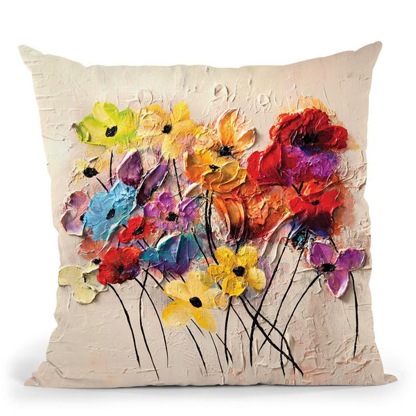 Colorful Flowers Throw Pillow By Osnat Tzadok