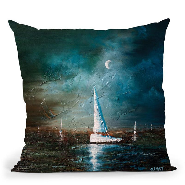 Moonlight Sailing Throw Pillow By Osnat Tzadok