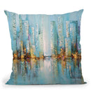 Blue City Throw Pillow By Osnat Tzadok
