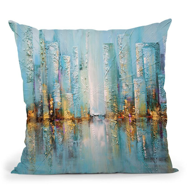 Blue City Throw Pillow By Osnat Tzadok