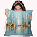Blue City Throw Pillow By Osnat Tzadok