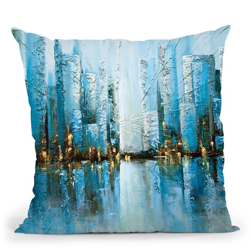 Blue Rise Throw Pillow By Osnat Tzadok