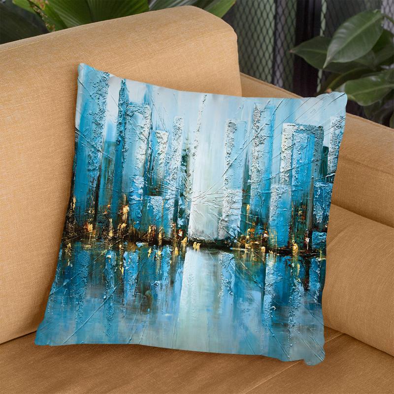 Blue Rise Throw Pillow By Osnat Tzadok