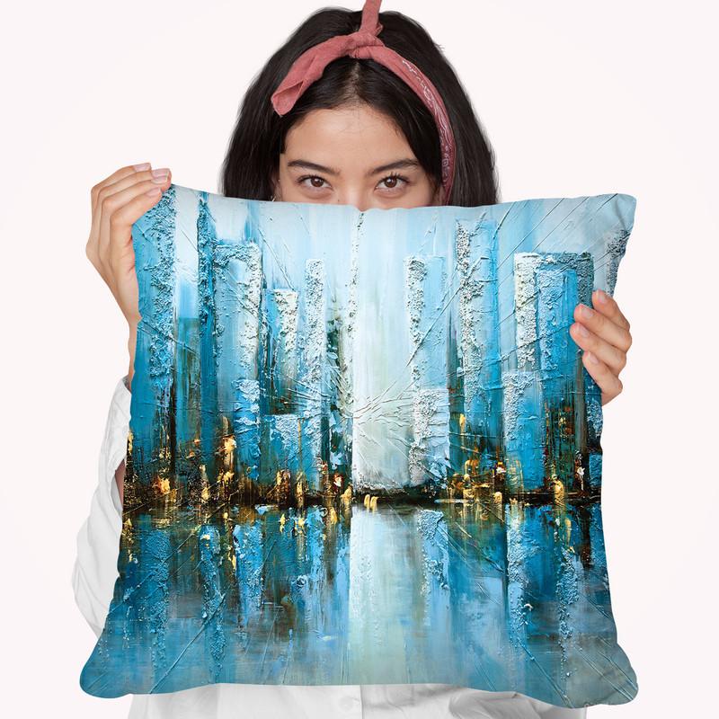 Blue Rise Throw Pillow By Osnat Tzadok