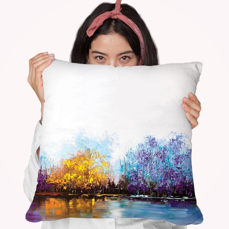 By The Lake Throw Pillow By Osnat Tzadok
