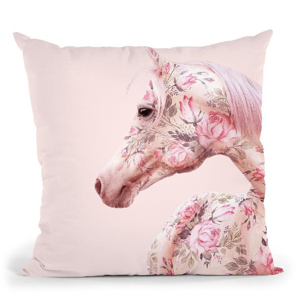 Floral Horse Throw Pillow By Paul Fuentes
