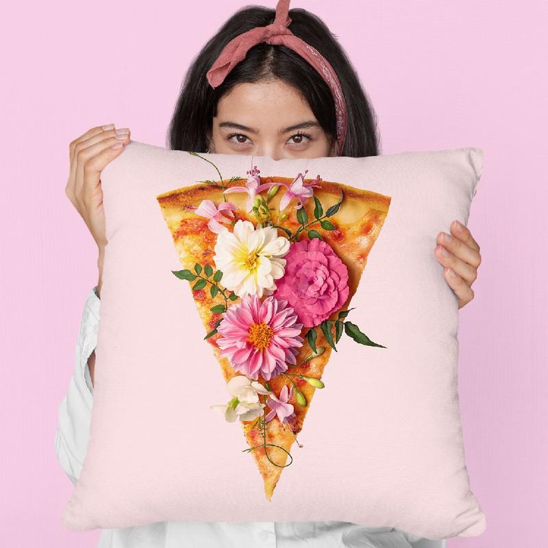 Floral Pizza Throw Pillow By Paul Fuentes