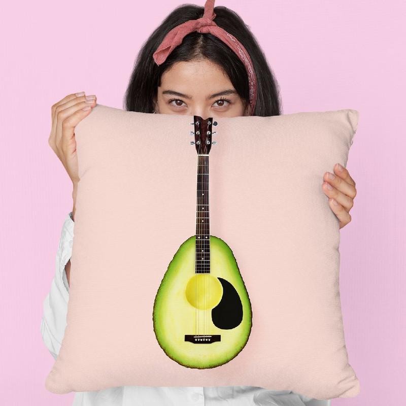 Avocado Guitar Throw Pillow By Paul Fuentes