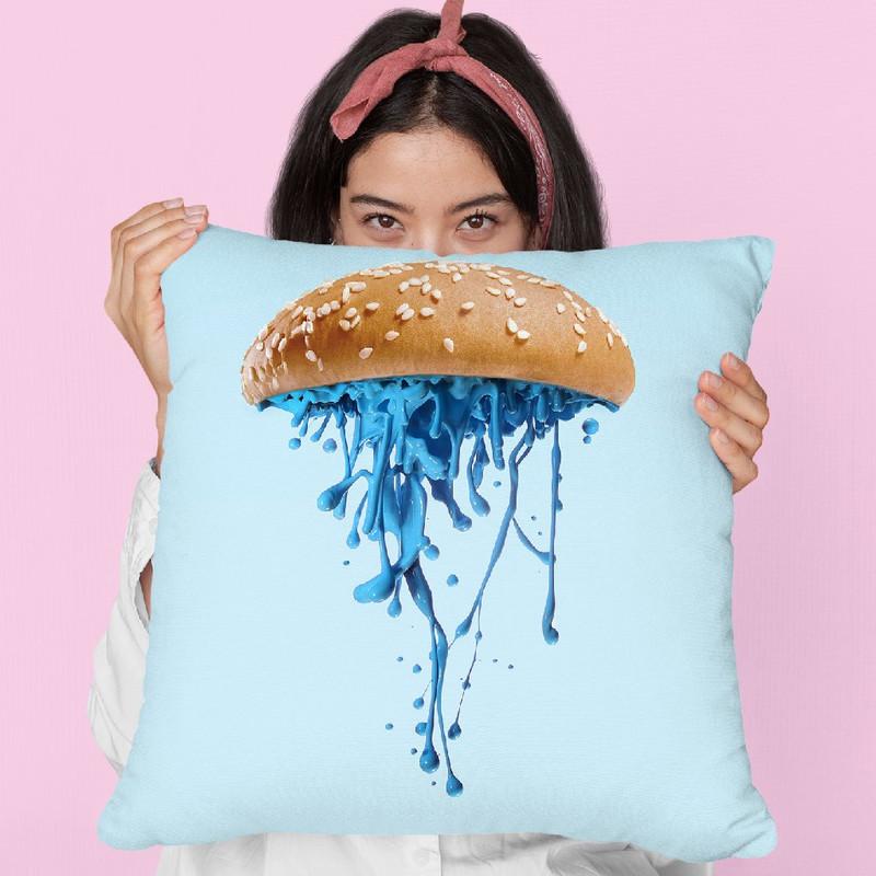 Jelly Burger Throw Pillow By Paul Fuentes