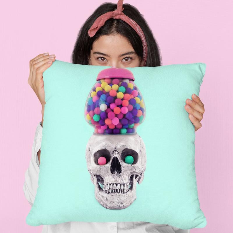 Skull Machine Throw Pillow By Paul Fuentes