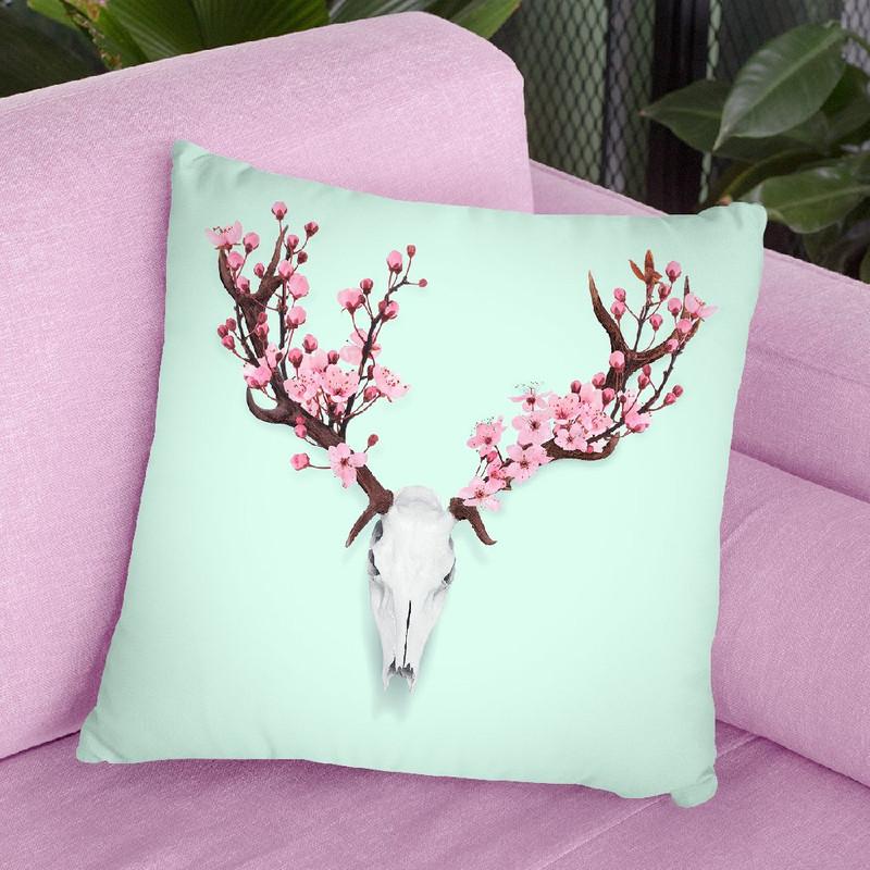 Skull Cherry Throw Pillow By Paul Fuentes