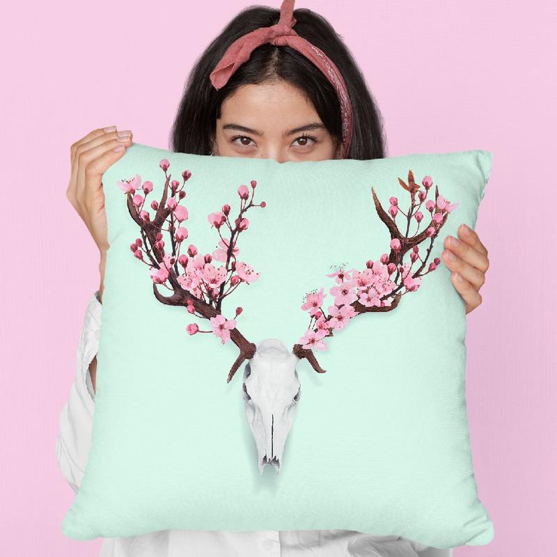 Skull Cherry Throw Pillow By Paul Fuentes