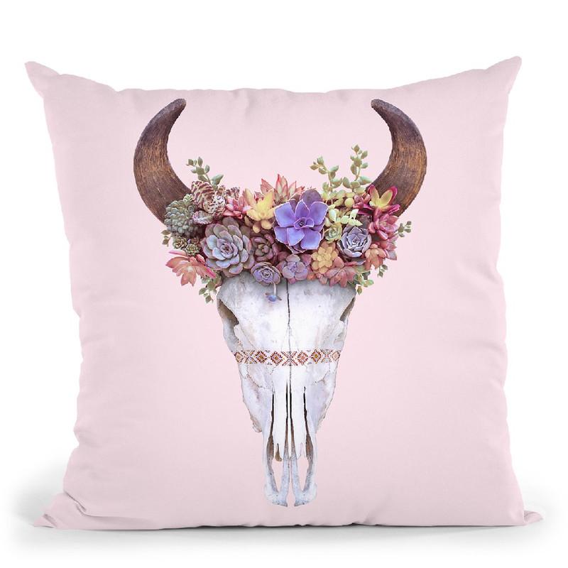 Succulent Skull Throw Pillow By Paul Fuentes