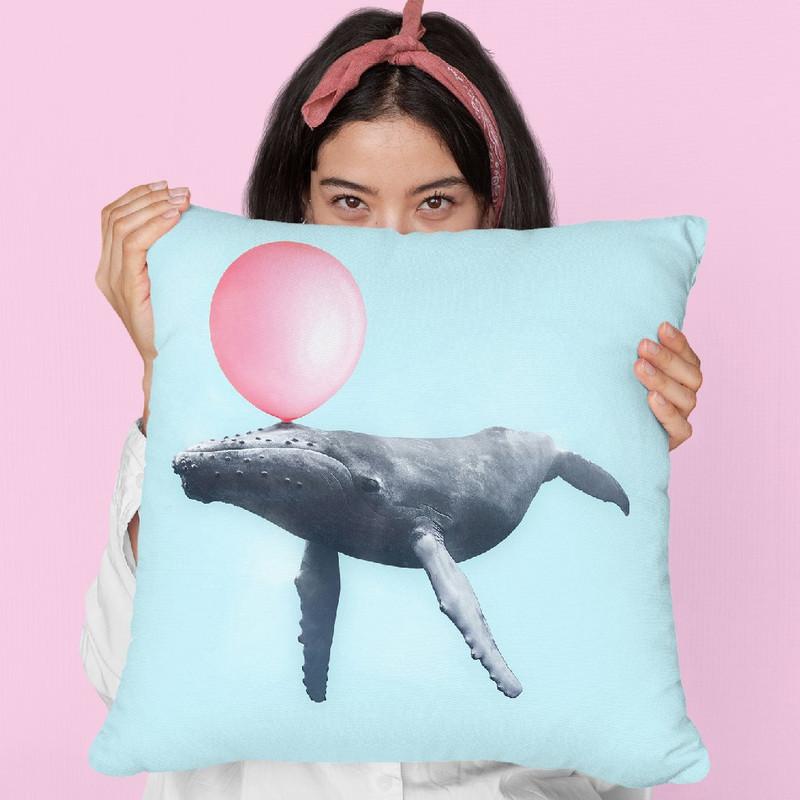 Whale Bubble Gum Throw Pillow By Paul Fuentes