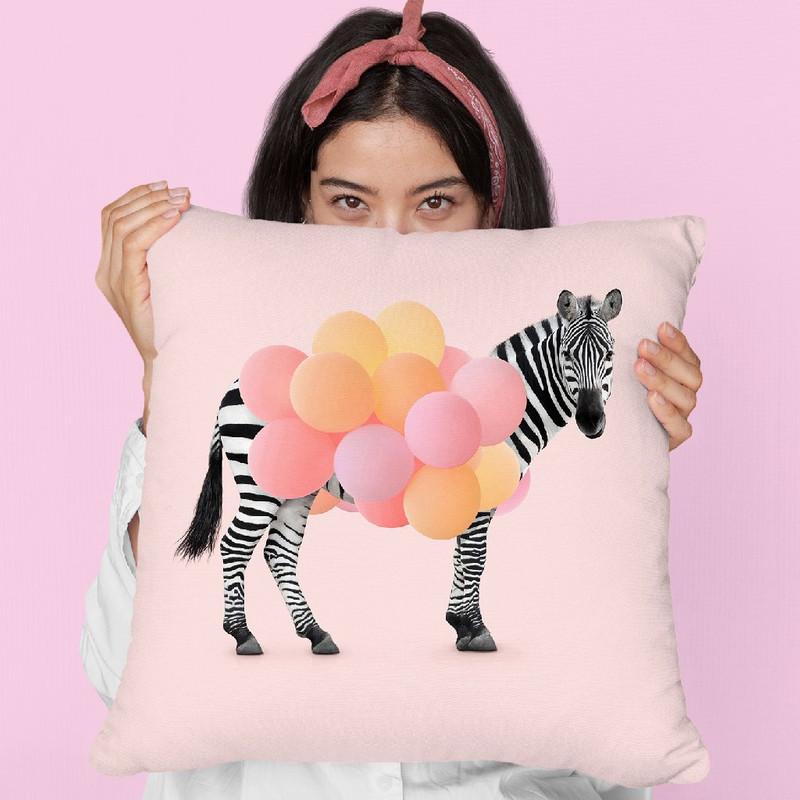 Zebra Balloon Throw Pillow By Paul Fuentes