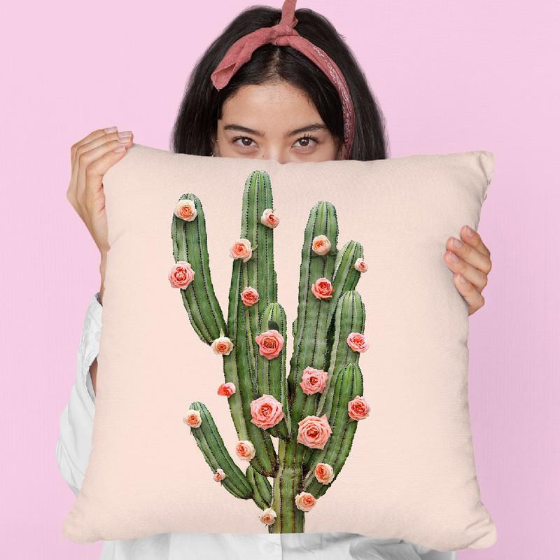 Cactus And Roses Throw Pillow By Paul Fuentes