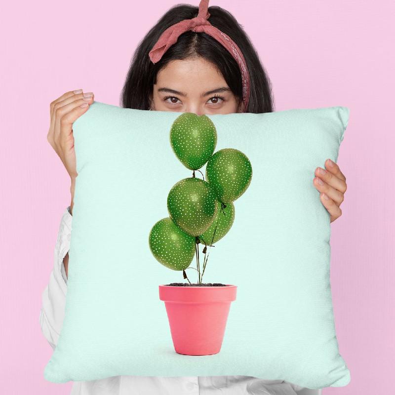 Cactus Balloon Throw Pillow By Paul Fuentes