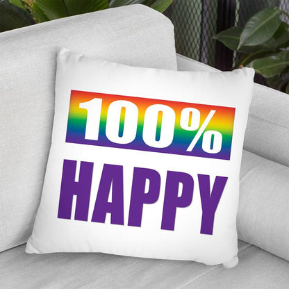 100% Happy Throw Pillow By Pride Designs - by all about vibe