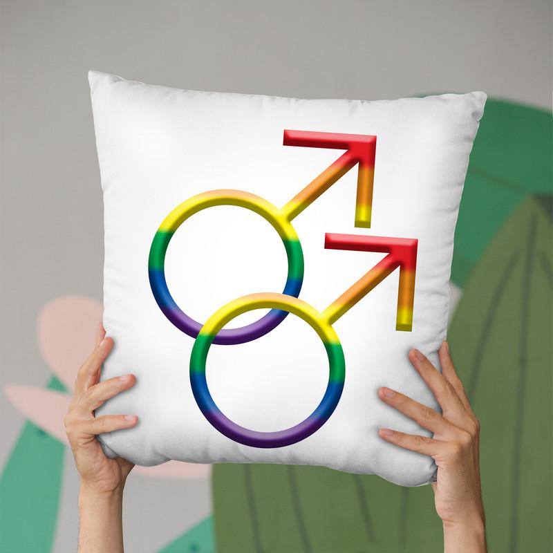 Guy Sign Gay Pride Throw Pillow By Pride Designs - by all about vibe