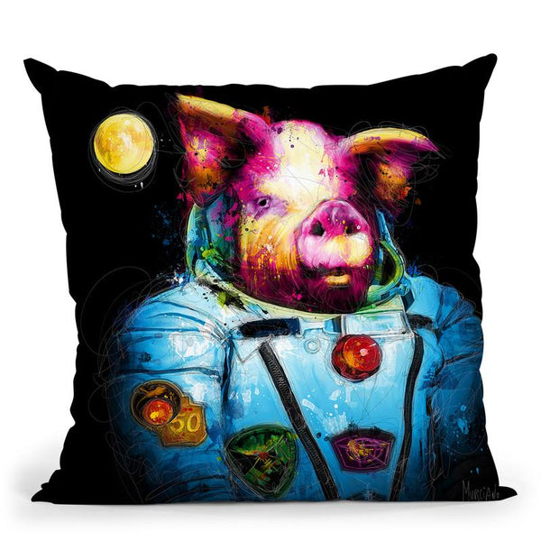 First Pig In Space Throw Pillow By Patrice Murciano