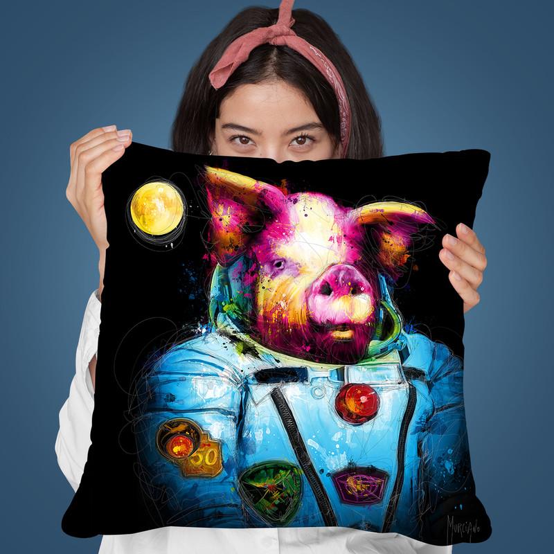 First Pig In Space Throw Pillow By Patrice Murciano