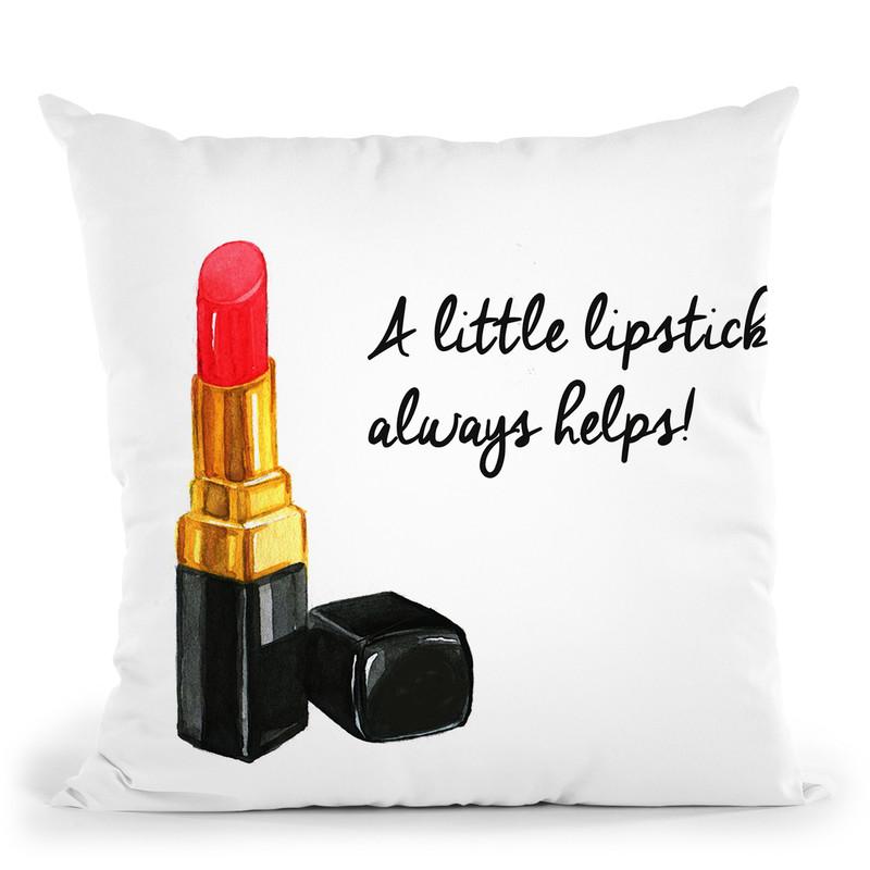 A Little Lipsitck Always Helps Throw Pillow By Rongrong
