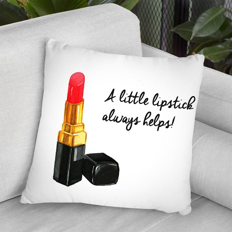 A Little Lipsitck Always Helps Throw Pillow By Rongrong