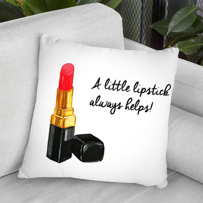 A Little Lipsitck Always Helps Throw Pillow By Rongrong