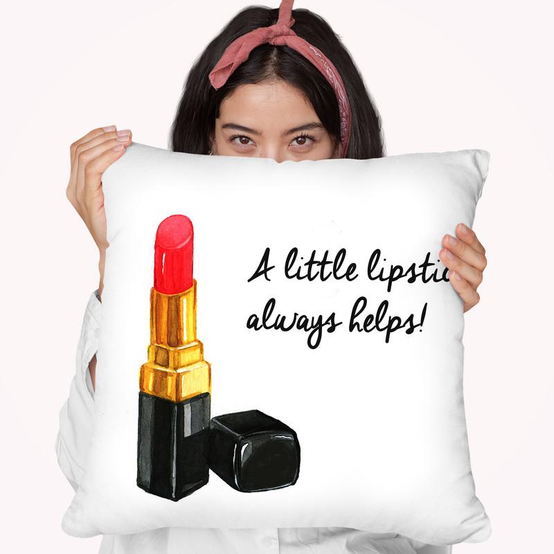 A Little Lipsitck Always Helps Throw Pillow By Rongrong