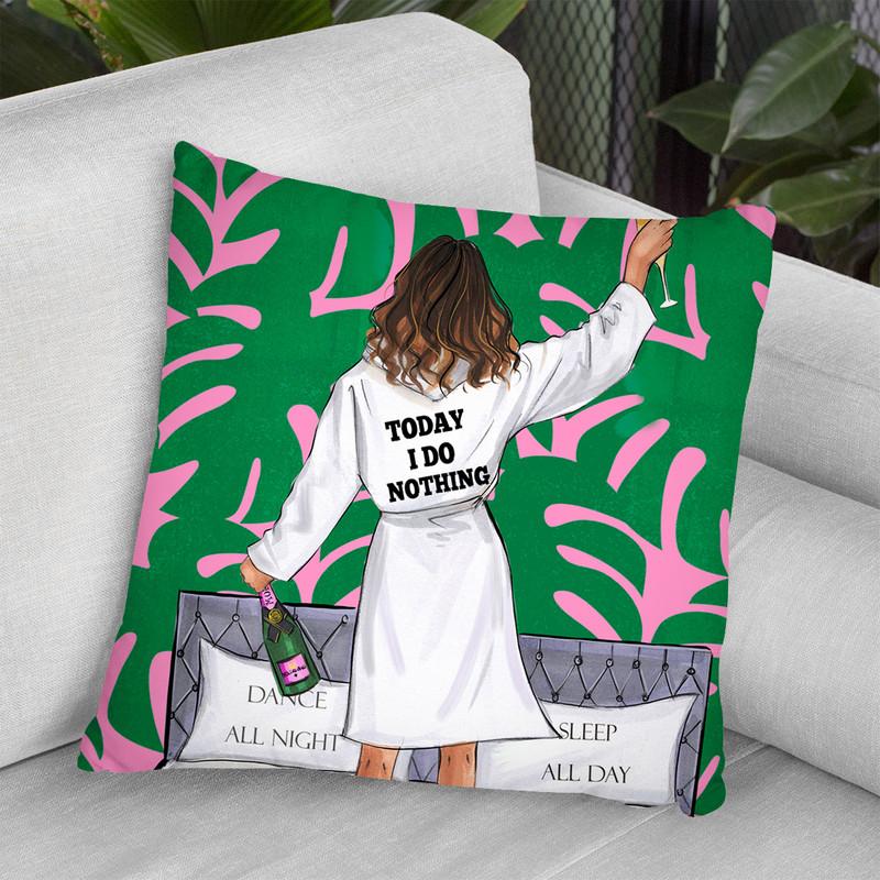 Today I Do Nothing Throw Pillow By Rongrong