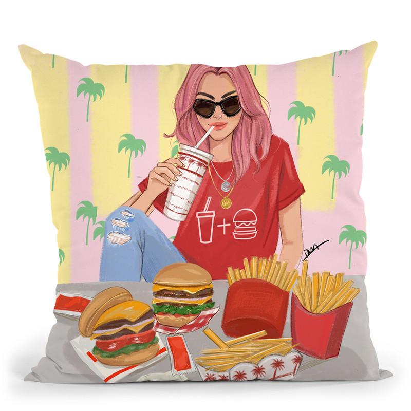 In And Out Burger Throw Pillow By Rongrong