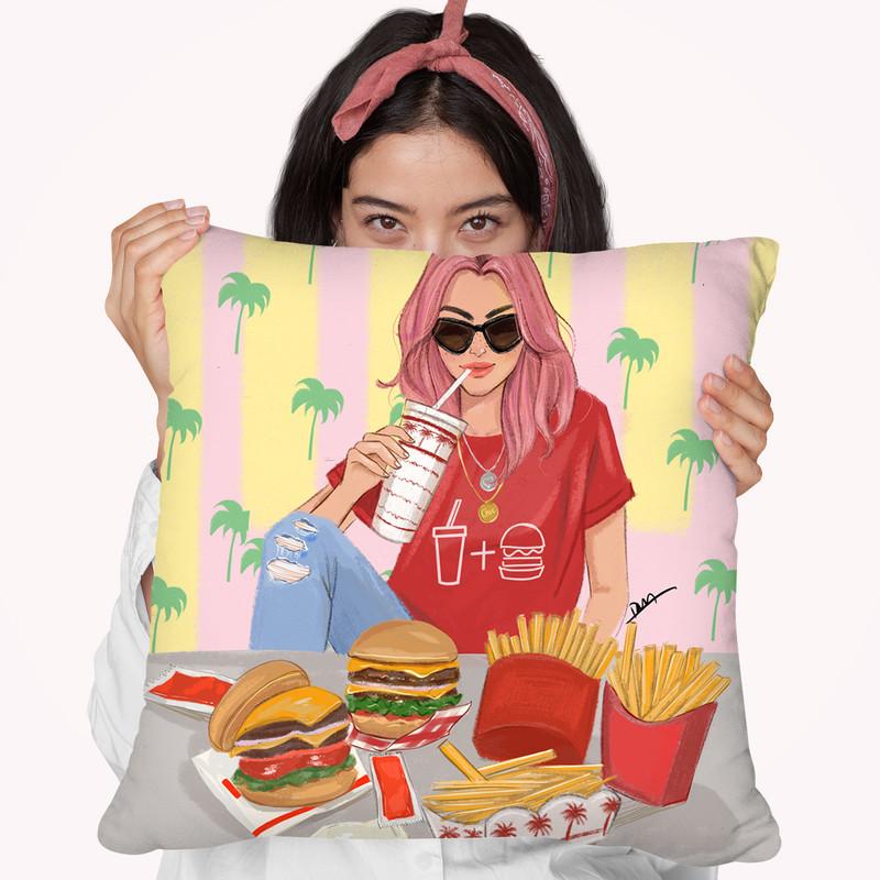 In And Out Burger Throw Pillow By Rongrong