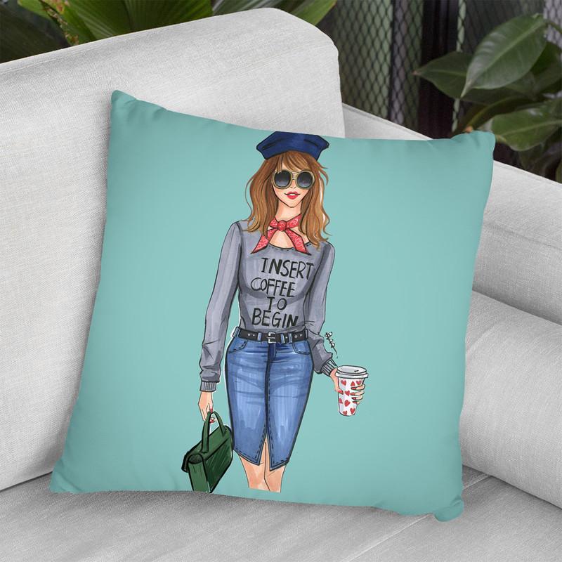 Insert Coffee To Begin Throw Pillow By Rongrong