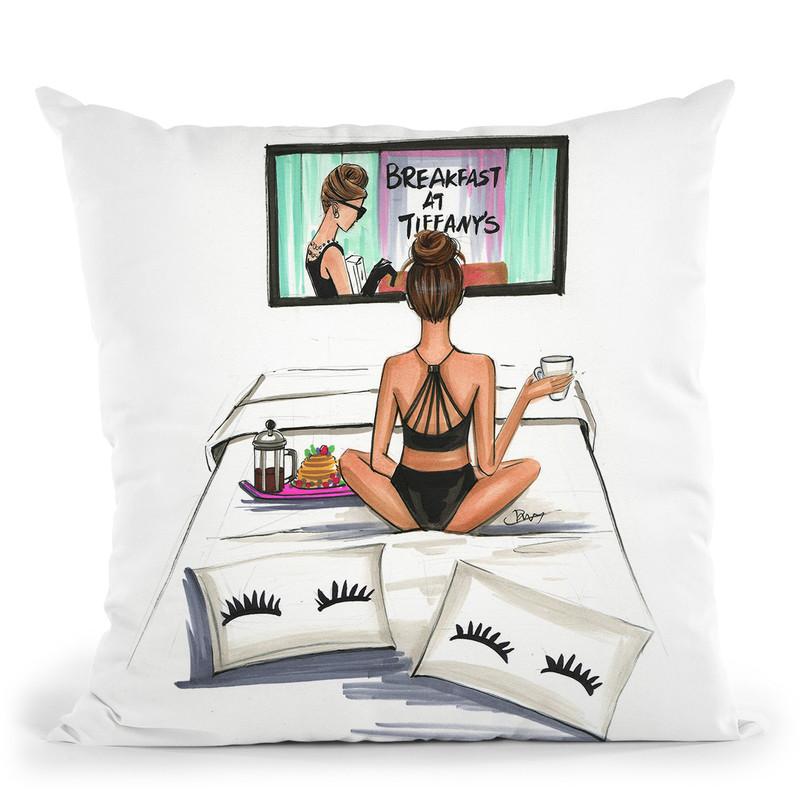 Breakfast In Tiffany Throw Pillow By Rongrong