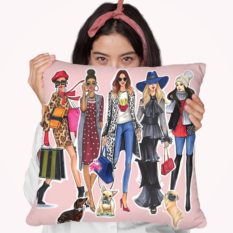 Fashion Friends Throw Pillow By Rongrong