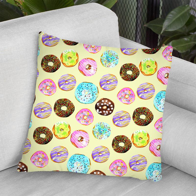 Donuts Pattern Throw Pillow By Rongrong
