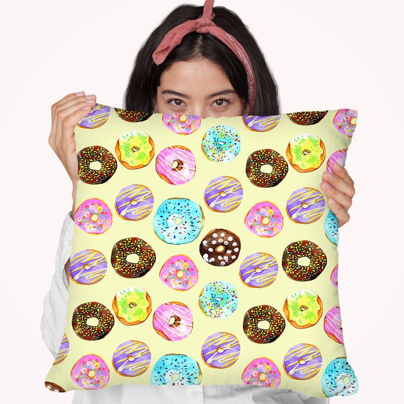 Donuts Pattern Throw Pillow By Rongrong