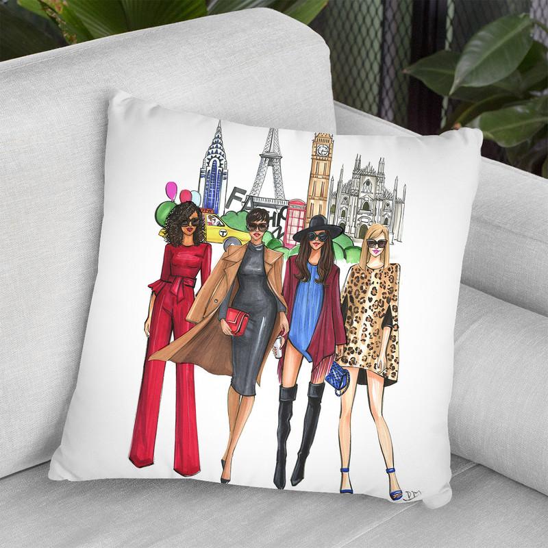 Fashion Week Ladies Throw Pillow By Rongrong