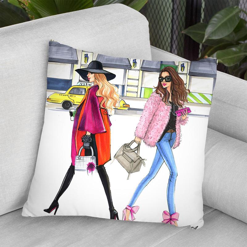 Feburary Pink Fashionistas Throw Pillow By Rongrong