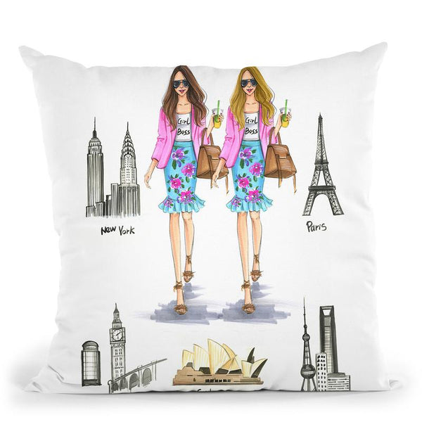 Girlbooss Around The World 2 Throw Pillow By Rongrong