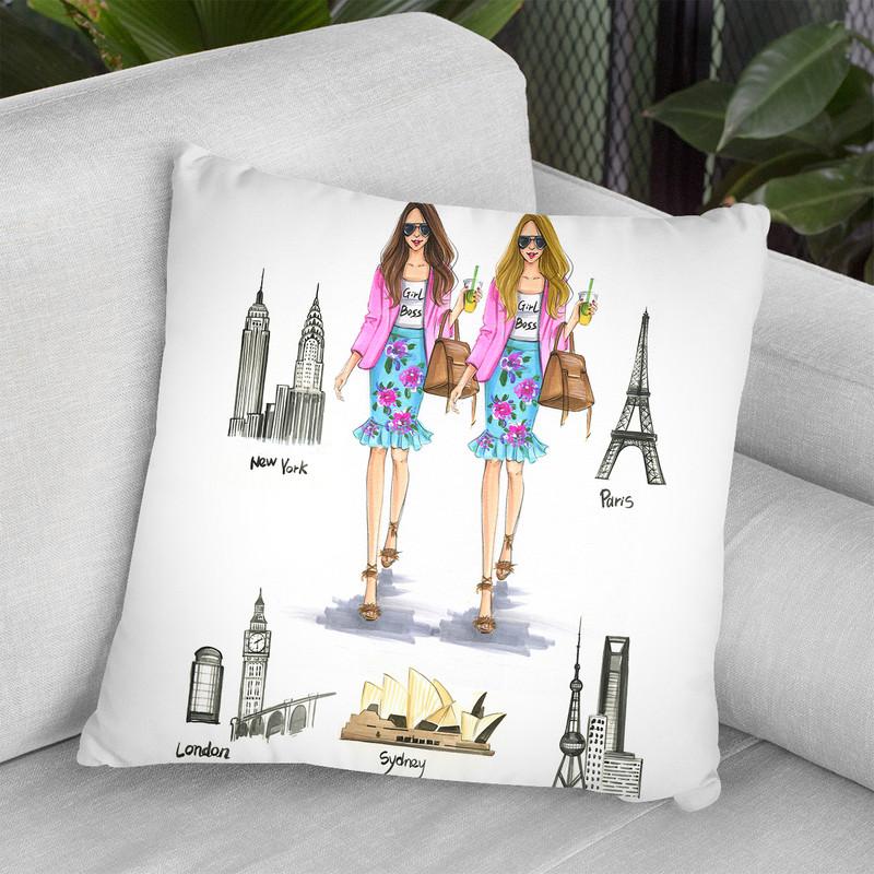 Girlbooss Around The World 2 Throw Pillow By Rongrong