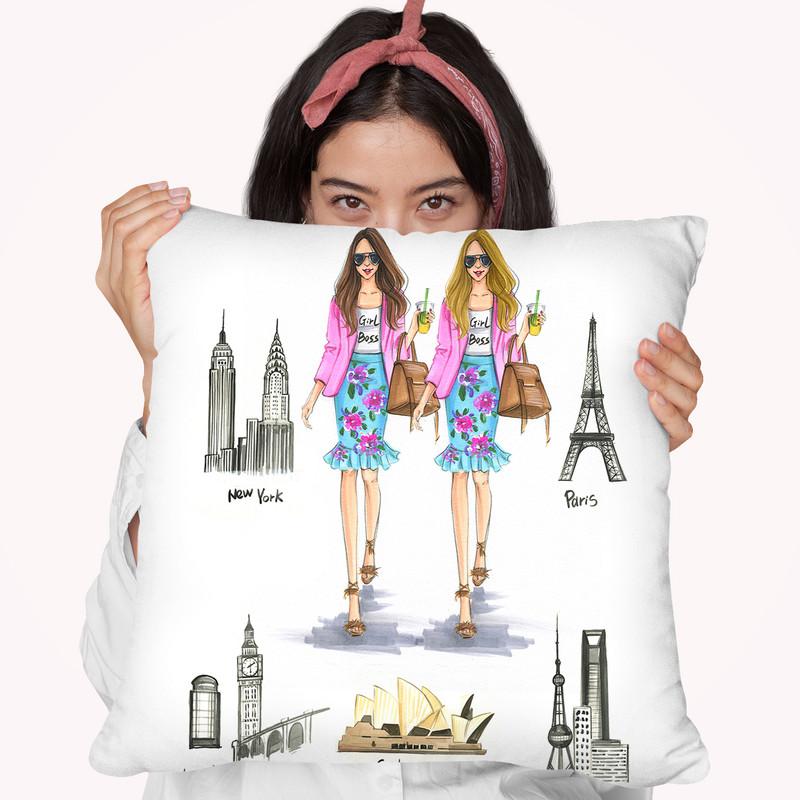 Girlbooss Around The World 2 Throw Pillow By Rongrong