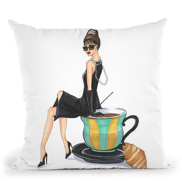 Audrey Hepurn And Tiffany Throw Pillow By Rongrong