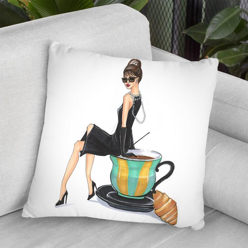 Audrey Hepurn And Tiffany Throw Pillow By Rongrong