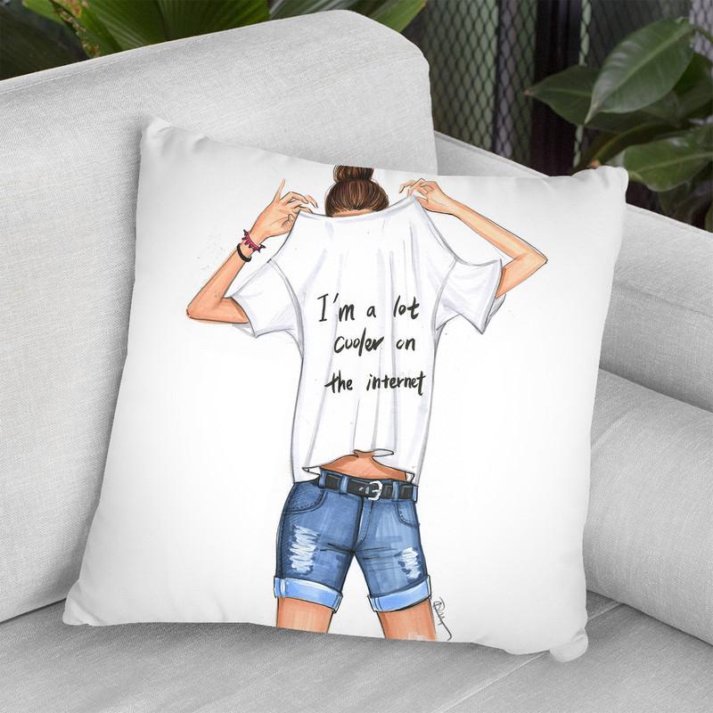 I Am A Lot Cooler On The Interent Throw Pillow By Rongrong