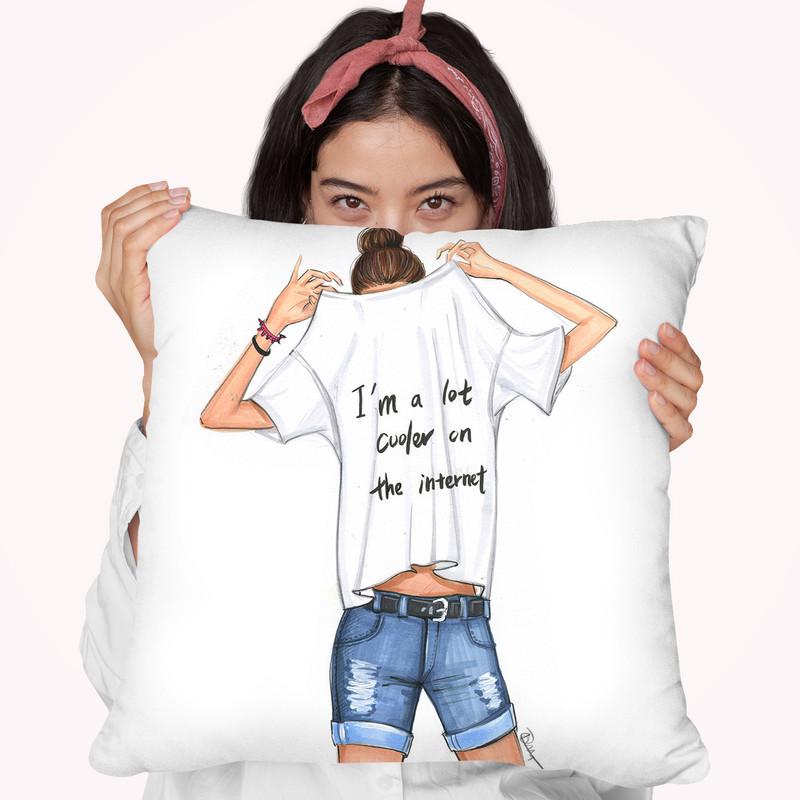 I Am A Lot Cooler On The Interent Throw Pillow By Rongrong